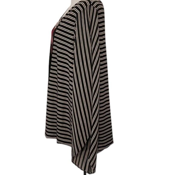 Alfani Woman 2X Blouse – Striped Chiffon Overlay with Floral Center Panel - Picture 4 of 9